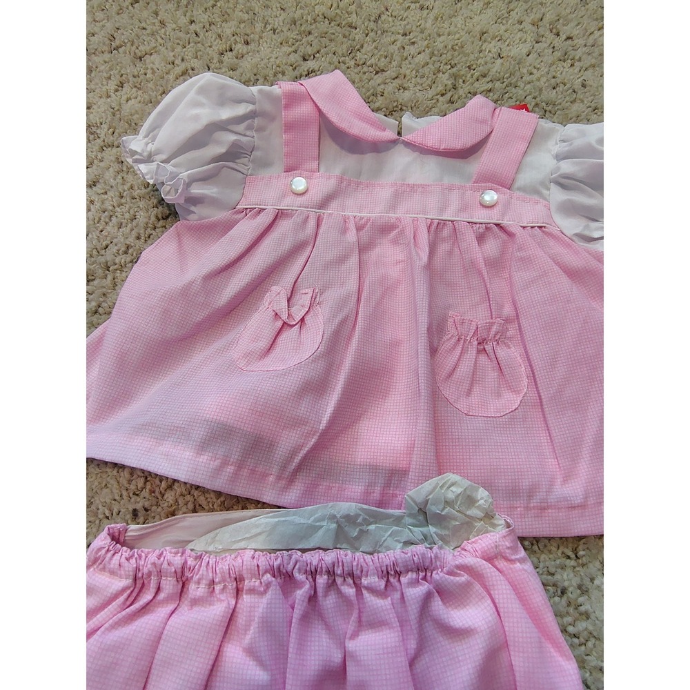 Vintage Cradle Togs Pink 2 Pc Baby Dress Bloomer Set 18 Mos NWT USA Made - Picture 2 of 6